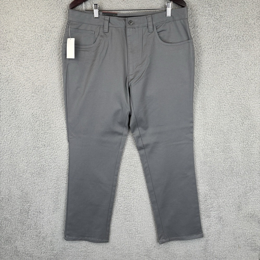 NEW Van Heusen Flex Slim Fit 5 Pocket Pants Mens 34x30‎ Gray Stretch Golf Casual